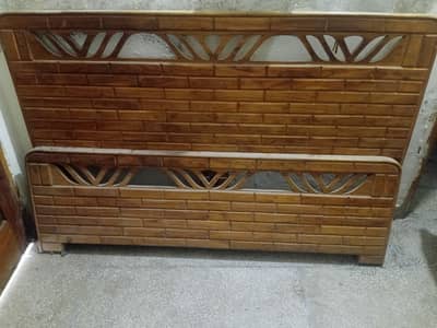 Wooden bed, side tables, dressing table