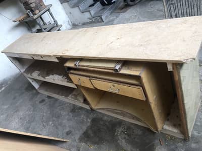 Two piece marbel shop counter best quality with drawers