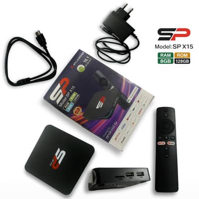 SP X15 Android TV Box – 8GB RAM, 128GB ROM, Smart Remote & HDMI Cable