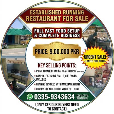 Running Restaurant For Sale on khanpur dam Road