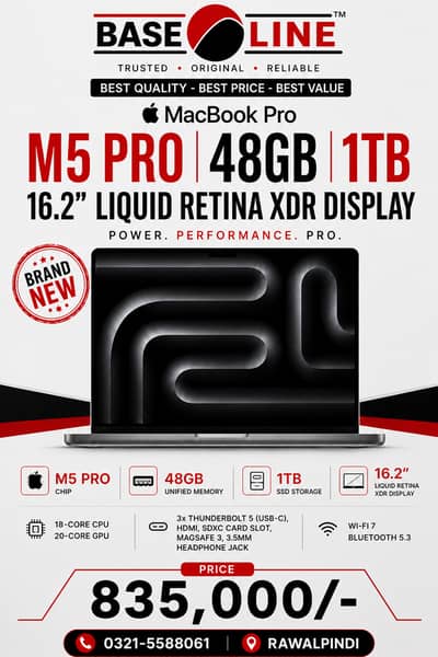 Apple MacBook Pro 16.2" (M5 Pro, 48GB)