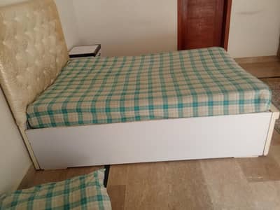 single bed with side table , seethi and spring mattress