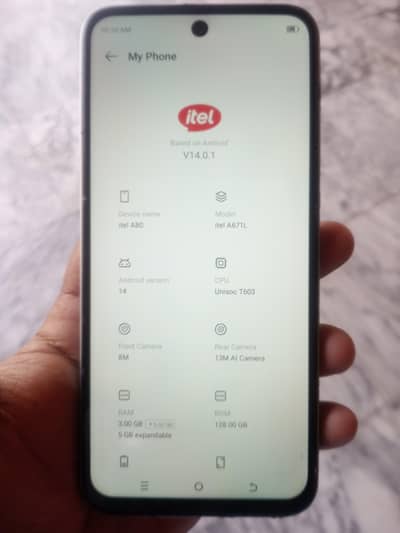 Itel A80.128gb memory with box panel change Whatsapp 03408073190