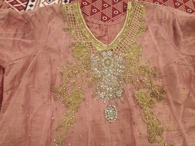 net dress frock with trousers and dupata