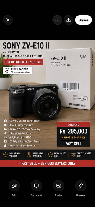 Sony ZV-E10 II with 16-50mm OSS