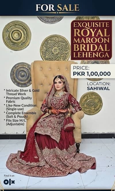 Royal Dark Mahroon Farshi Lahnga