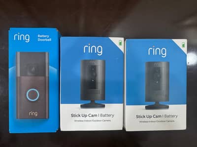 Two Ring Stick Up Camera + One Ring Doorbell (Brand New Sealed)