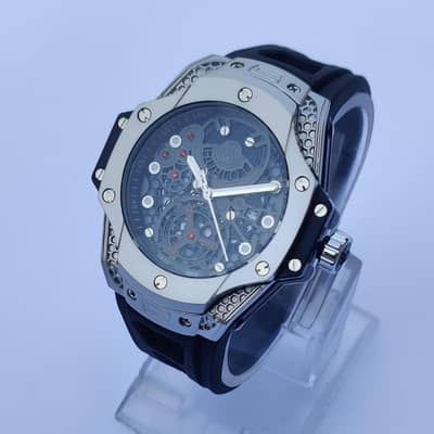 men's stainless steel watch black silver 38mm