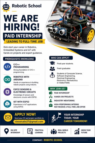 Paid Robotics & Embedded Systems Internship – Leading to Job