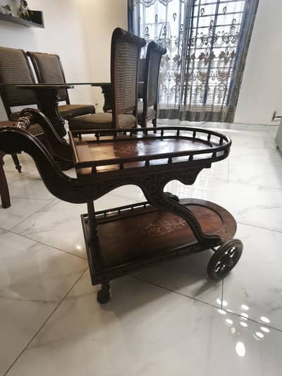 Elegant Solid Wood Tea Trolley