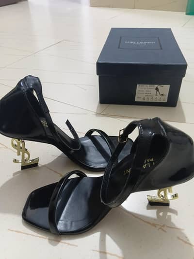 YSL Opyum Black Heels/Sandals - Brand New (Size 6)
