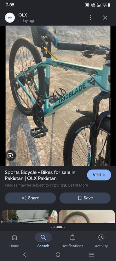 Trioblade 26 inch cycle with disk break