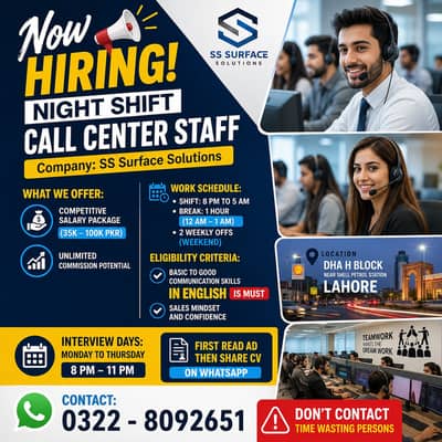 Hiring Now ,Call Center Staff (Male & Female Jobs) Sales Jobs