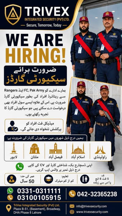 Security Guard Job - Need Professional Trained Guards for Lahore