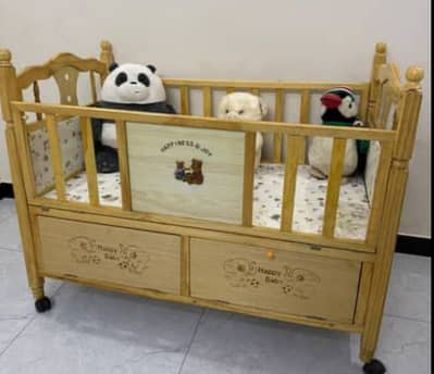 Wooden Baby Cot with Mattress and net for Sale