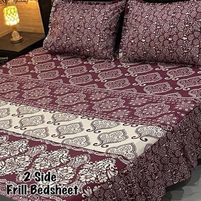 3 piece double sided frill mix cotton bedsheet.