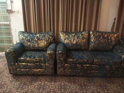 7 seater sofa dark blue and golden touch