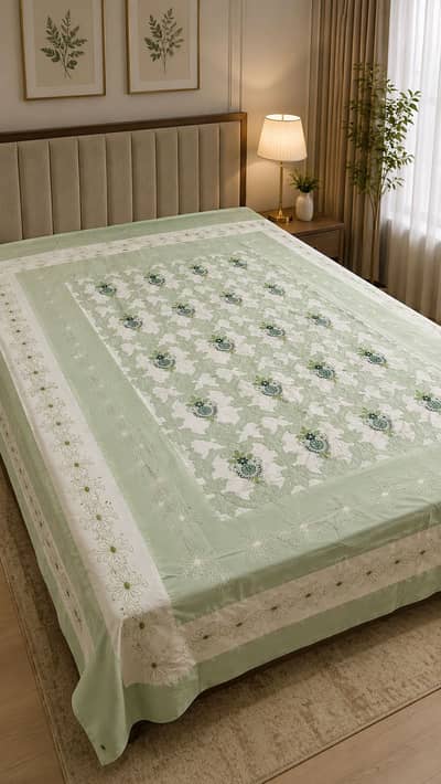Cotton bedsheet embroided