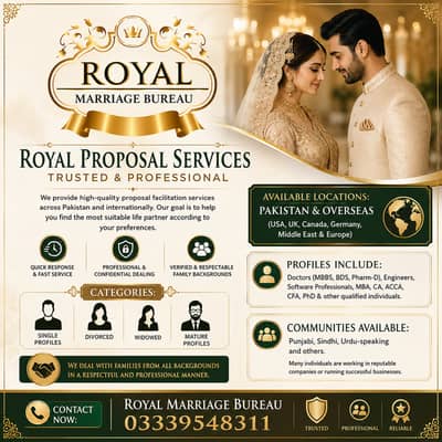 Royal Marriage Bureau – Trusted Proposal Services Pakistan & Abroad