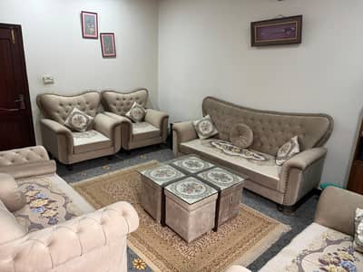 7 Sofa With Center Table and Stools