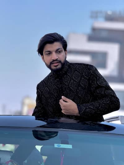 Sherwani with shawl kula and shoes