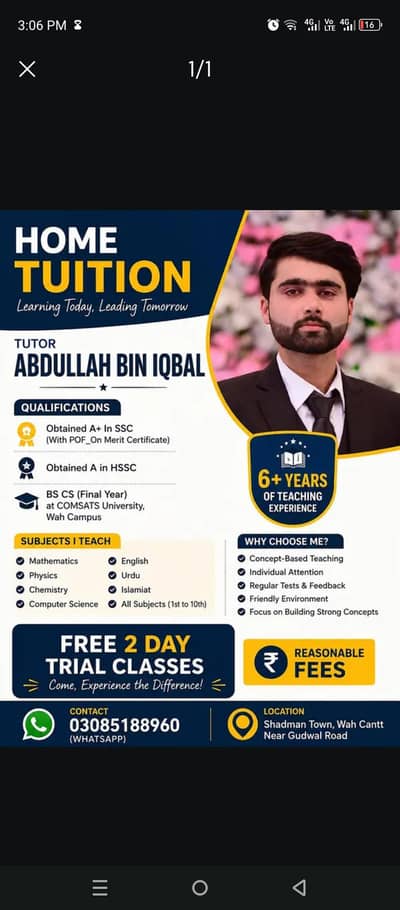 home tuition available