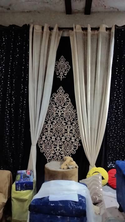 Black curtains with motive in new condition
