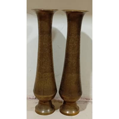 Brass Antique Vases (Pair) – Beautiful Hand Carving Design