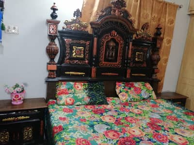 Bed with Mattress, site tables, Dressing