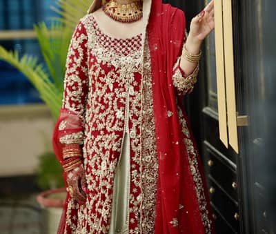 Elegant Red & Dull Gold bridal lehnga