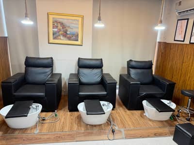 3 Premium Pedicure Spa Recliner Chairs with Foot basins-Set of 3