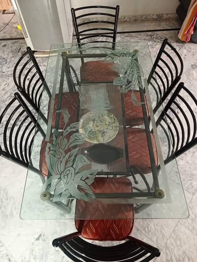 6 seater glass dining table