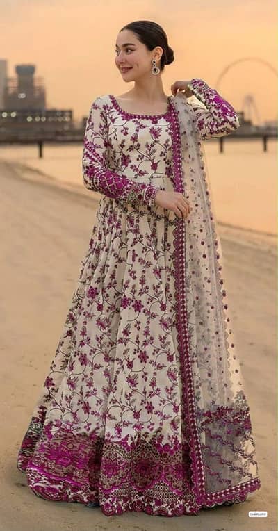 Elegant Floral Printed Maxi Dress with Dupatta – Women's Premium Coll