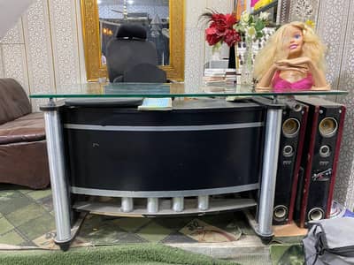 Executive Office Table / Manager Desk with Glass Top