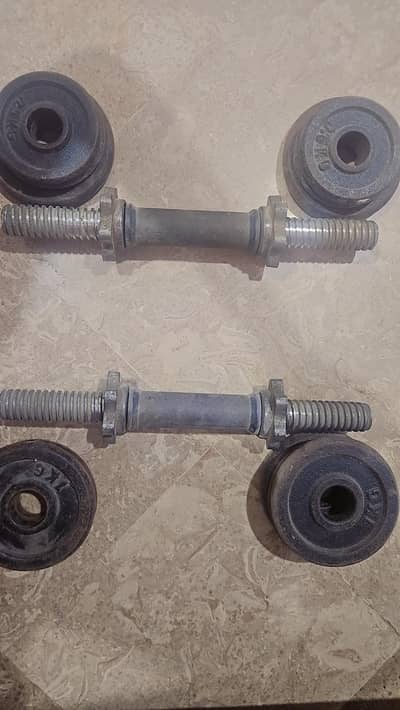 imported set of dumbbells , each carry weight of 4th.