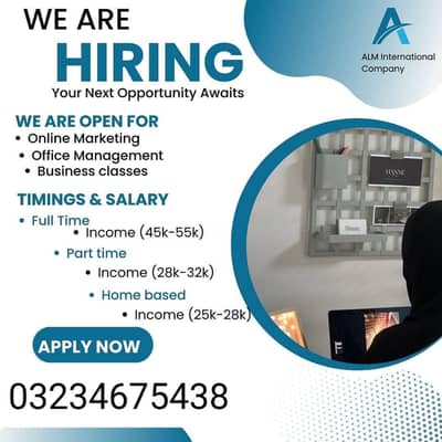We are Hiring Office Work  Home Base / Full Time / Part Time