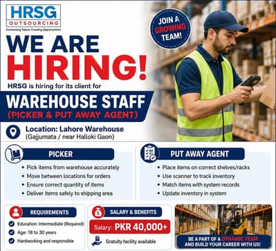Warehouse Jobs in Lahore – Picker & Put Away Agent Required | Salary