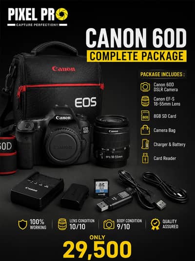 Canon 60d With 18-55 lens Complete Package