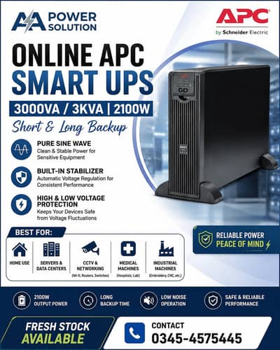 APC Smart Online UPS 3000VA (3KVA) | 2100W | Built-in Stabilizer