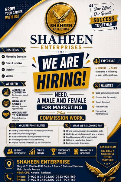 Marketing & Sales Jobs in Karachi | Job For Male & Female Hiring Now