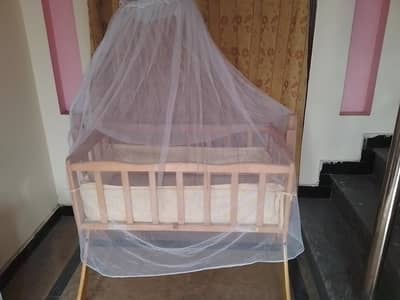 Baby wooden Cradle Cot Bed very less used