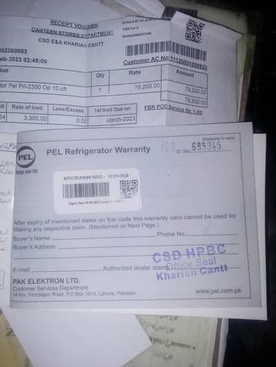 Refrigerator pel model 02350