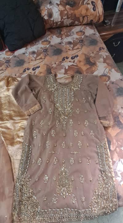 Light Brown colour Kameez shalwar