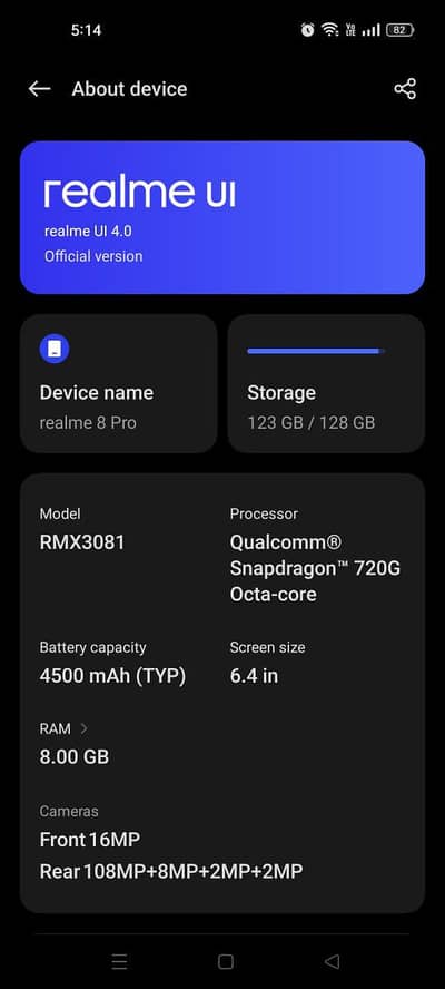 Realme 8 Pro with box and charger 8/128 gb 03155584322 par call karen