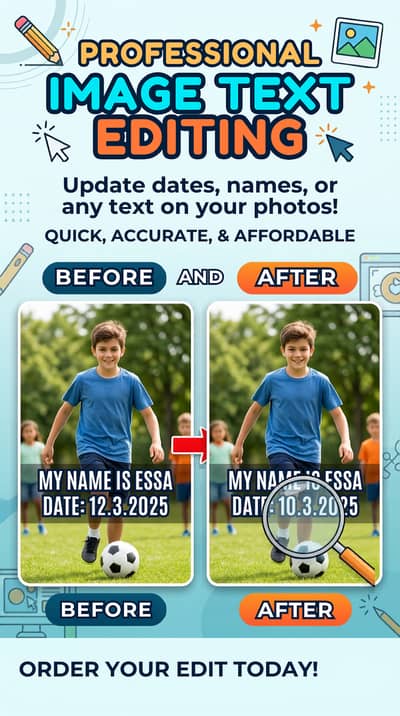 Update Names , Dates or any Text on your photo 