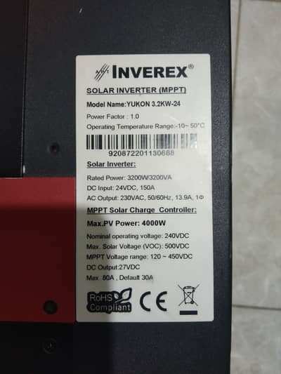 INVEREX SOLAR INVERTER Youkon 3.2kw