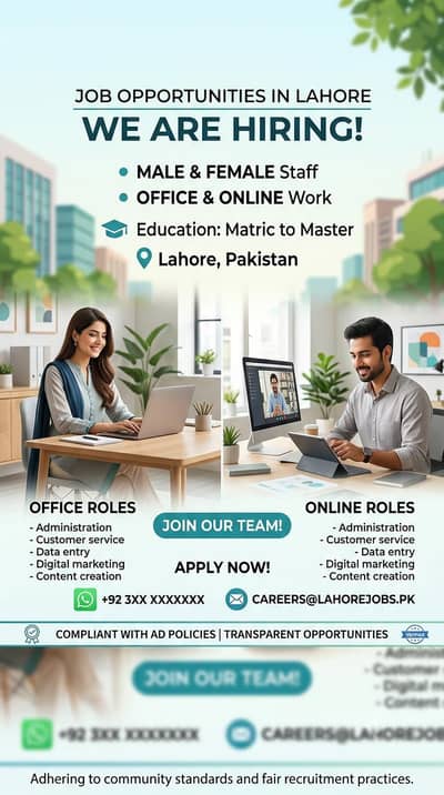 we are hiring male female for office and online work