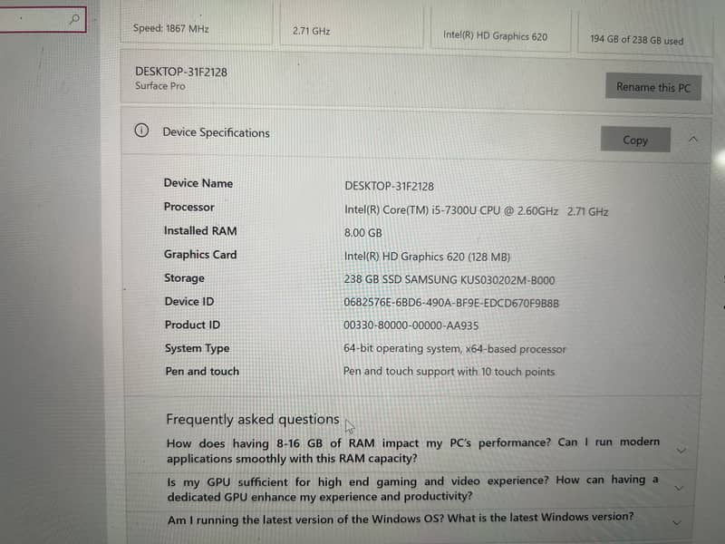 Surface pro 6 3