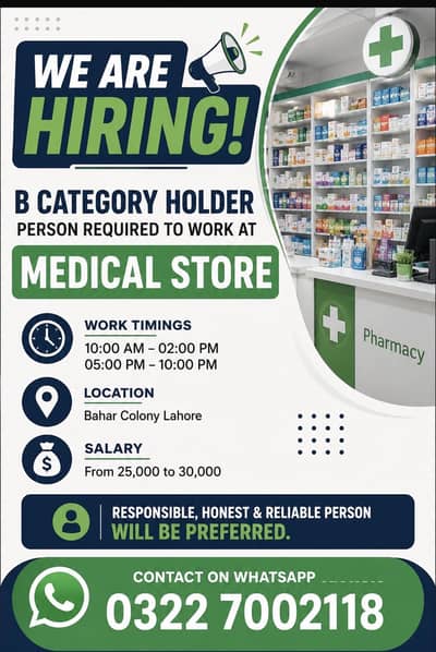 B-category holder required for medical store