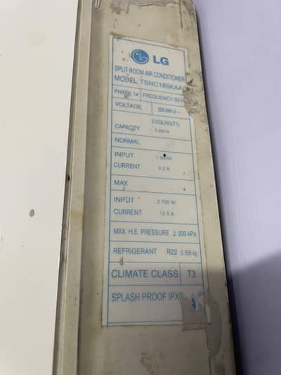 LG AIR CONDITIONER 1.5 TON